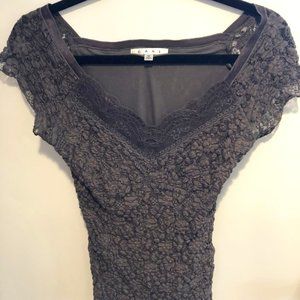CAbi lace v-neck top - chocolate brown